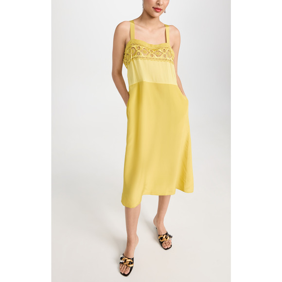 Maison 'Margiela' Yellow Square Neckline Midi Dress Size 36